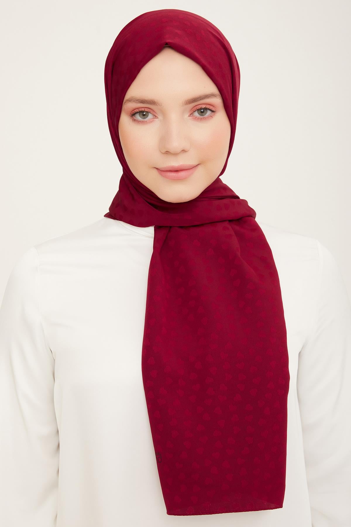 Armine Trend J.Capri Şal 4-132 - Kalpli Bordo