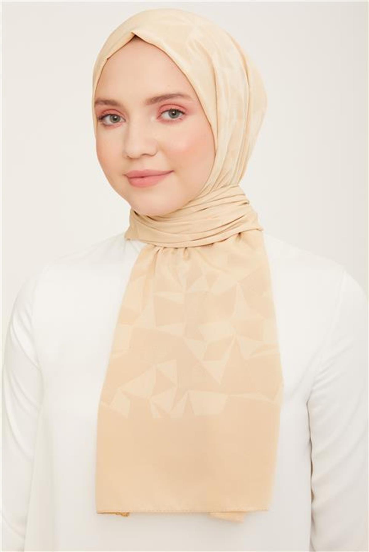 Armine Trend Bej Desenli Şık Capri Şal