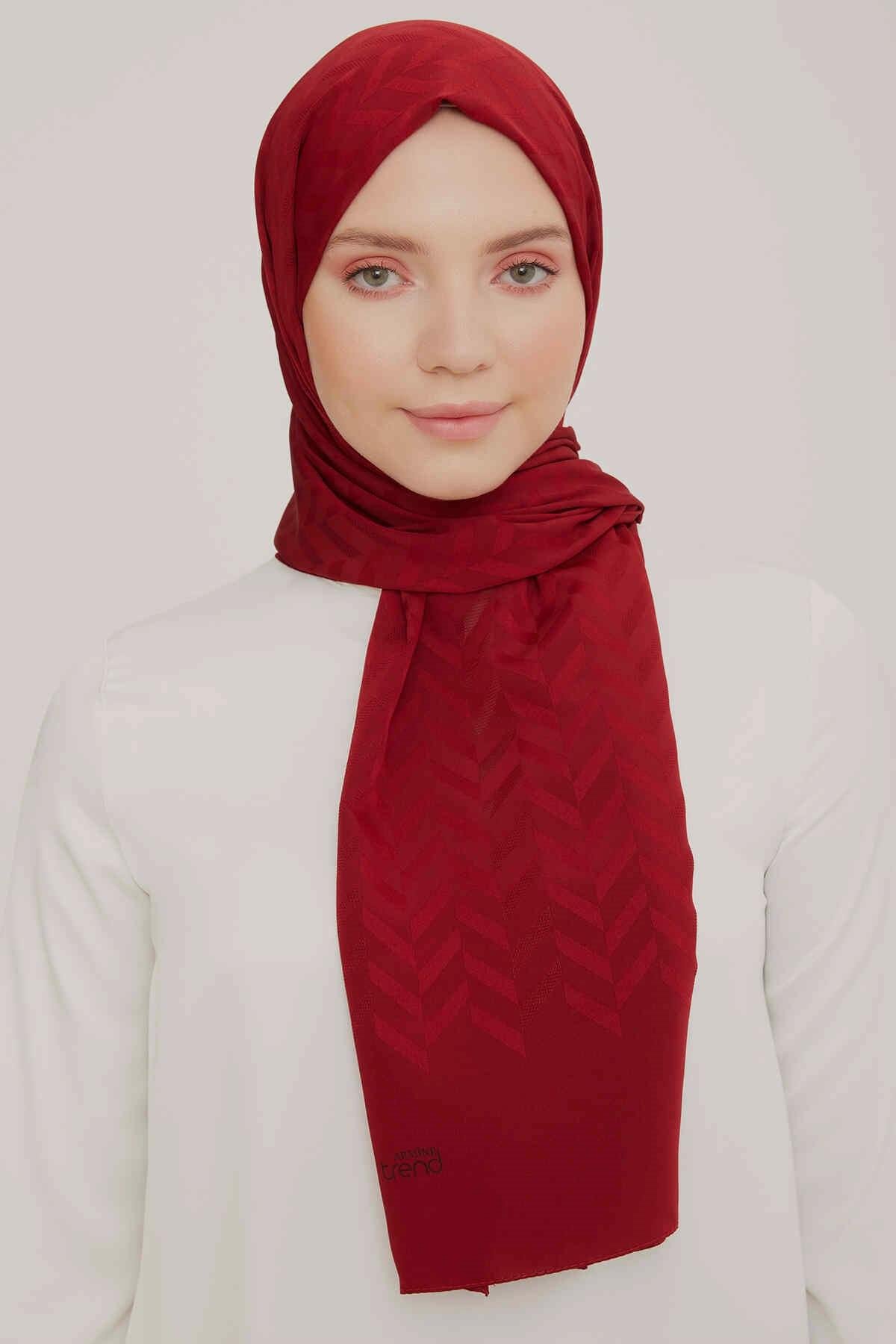 Bordo Desenli Şık Armine Trend Şal