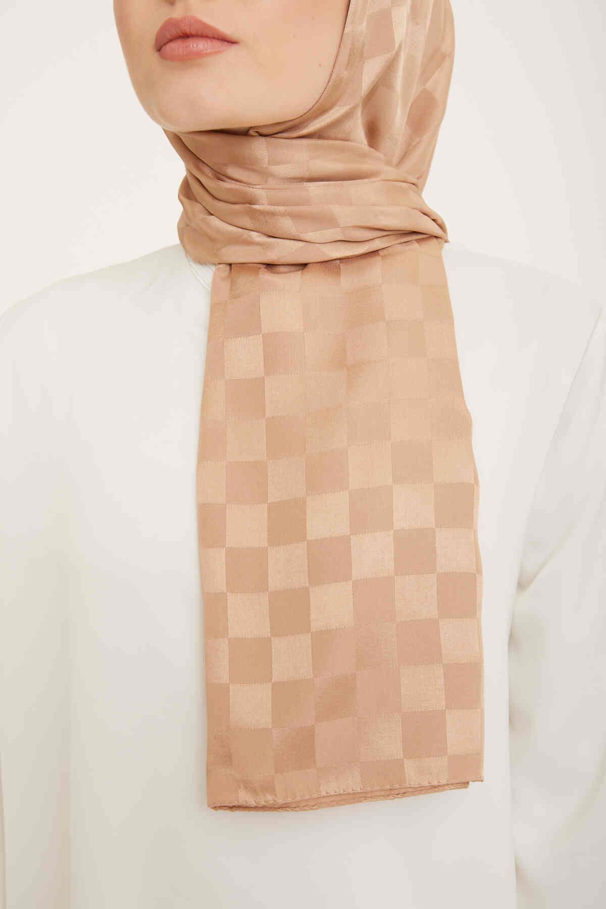 Armine Elegance Dama Desen Camel Jakarlı Diamond Şal