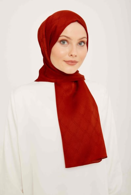 Armine Trend Jan Jan Kırmızı Monogram Desenli Jakar Şal IST 6-21098