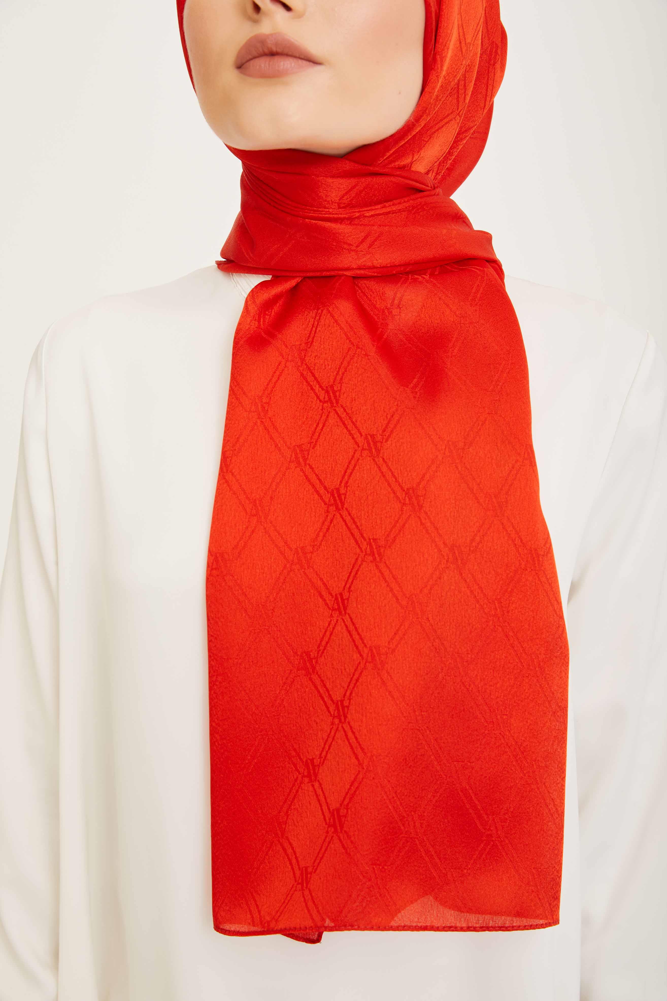 Armine Moda Turuncu Monogram Jakar Desenli Şal