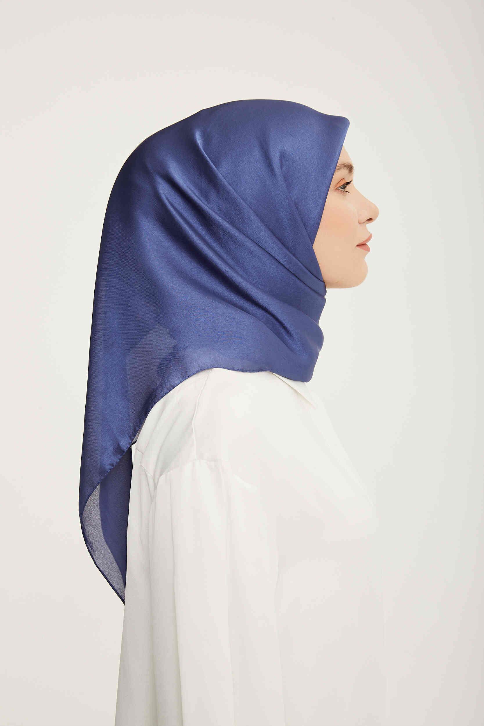 Armine Moda Mavi Şifon Parlak Eşarp Şıklık