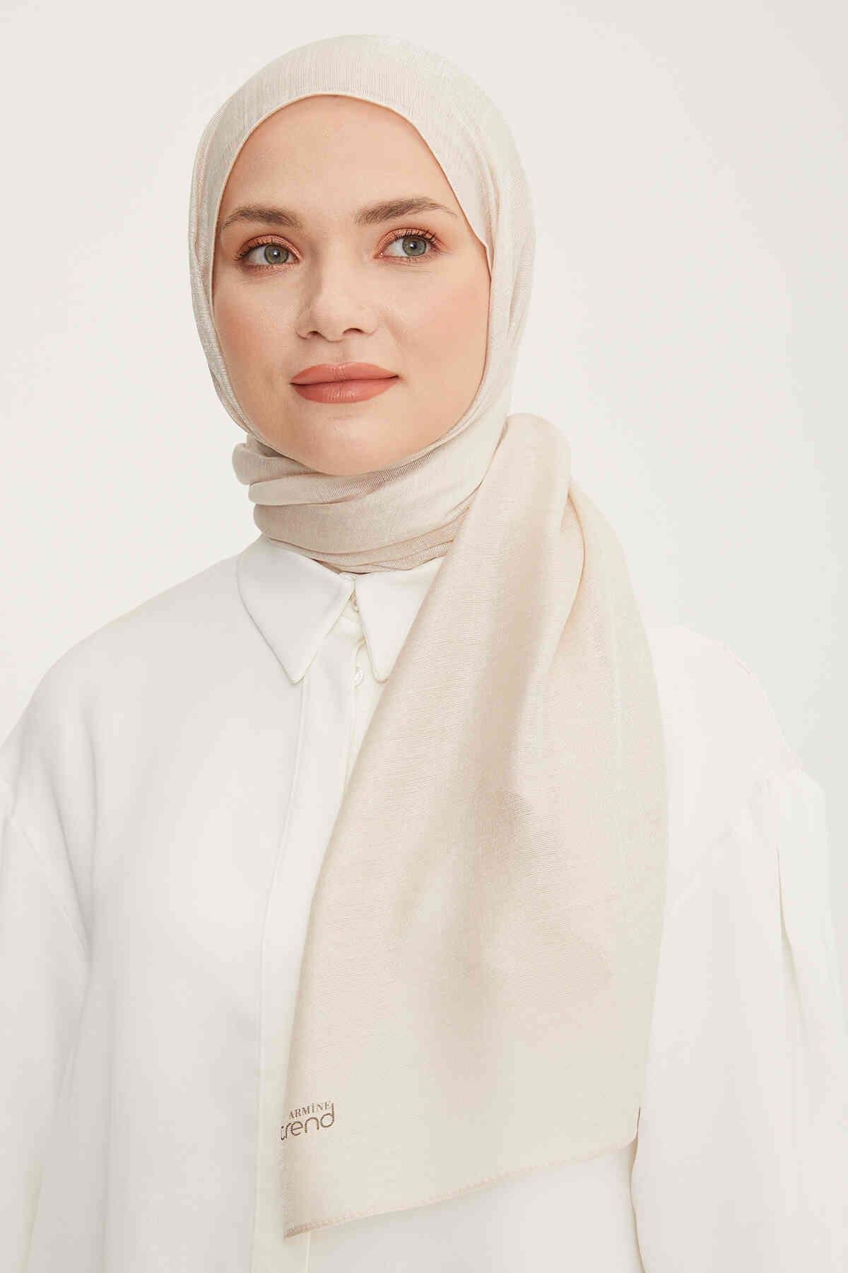 Armine Şık Parıltılı Krem Renk Düz Trend Şal