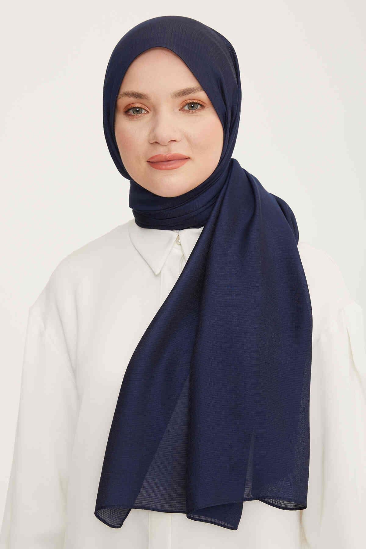 Armine Lacivert Parıltılı Şıklık Şal Trend Moda Aksesuarı