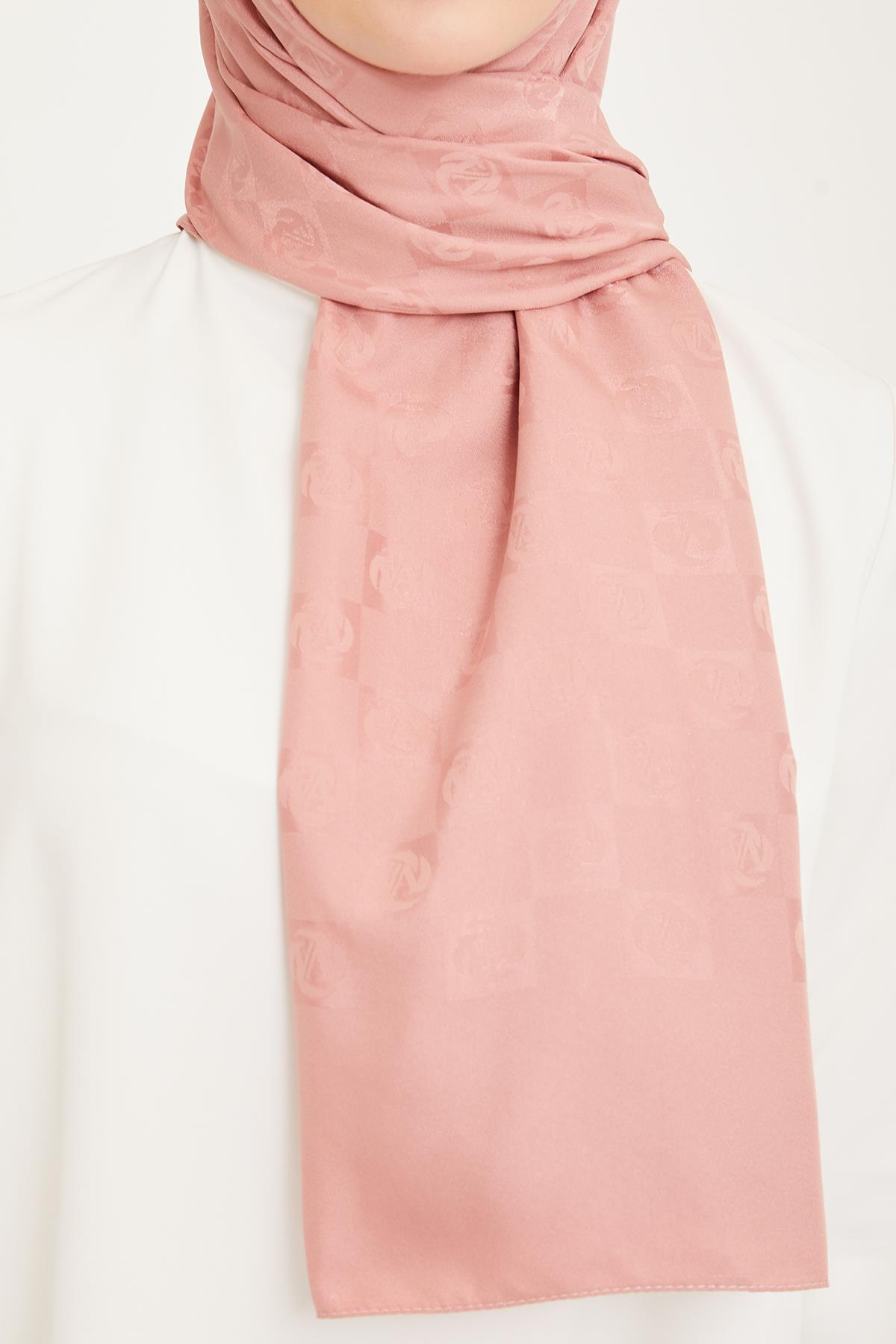 Armine Trend Life Jakarlı Pudra Logolu Dama Desenli Şal