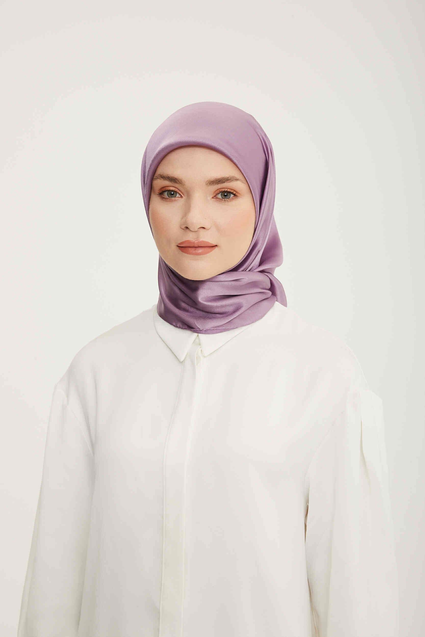 Armine Trend Lila Parlak Düz Renk Şifon Eşarp