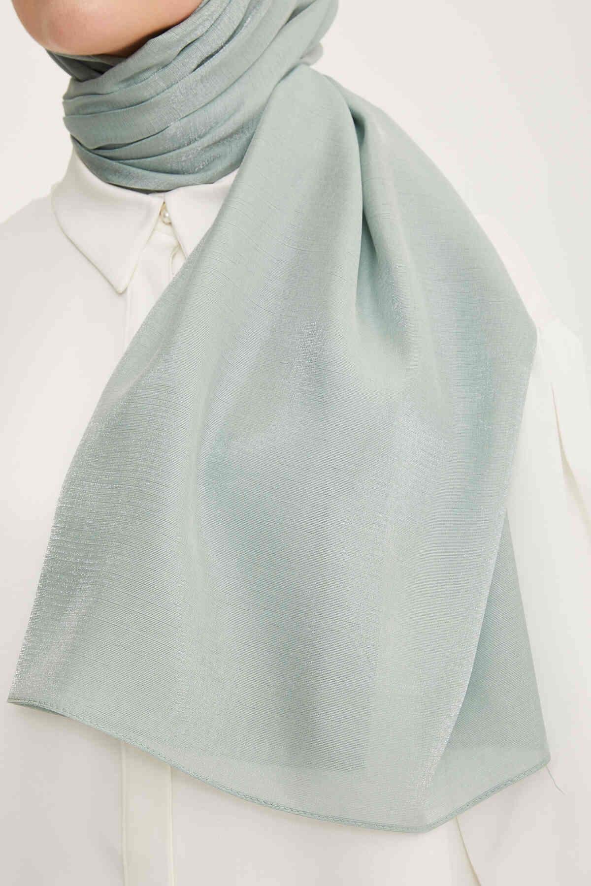 Trend Mint Yeşili Parlak Düz Renk Şal Moda Aksesuarı