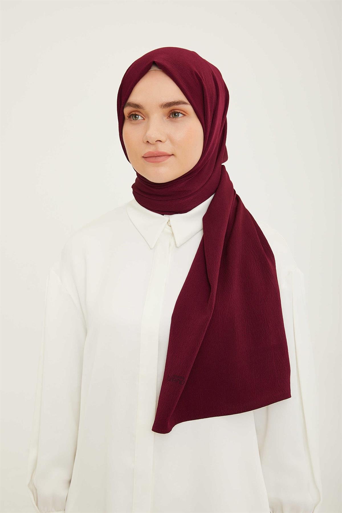 Armine Moda Mürdüm Kırışmaz Şal Özel Tasarım