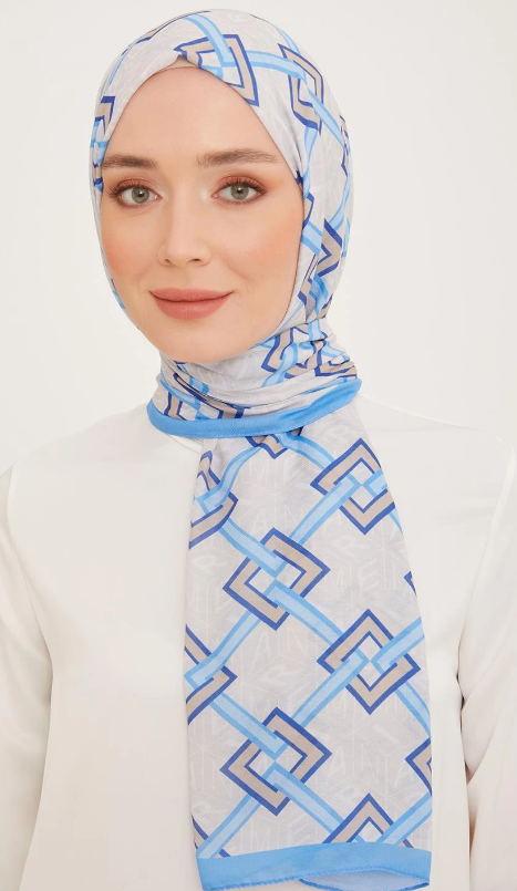 Armine Trend Şal Mavi Karma Desen 10006-19