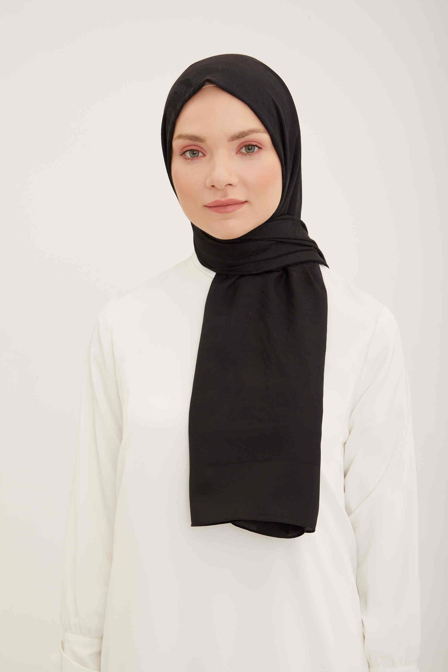 Armine Trend Siyah Dalga Desenli Modern Akasya Şal