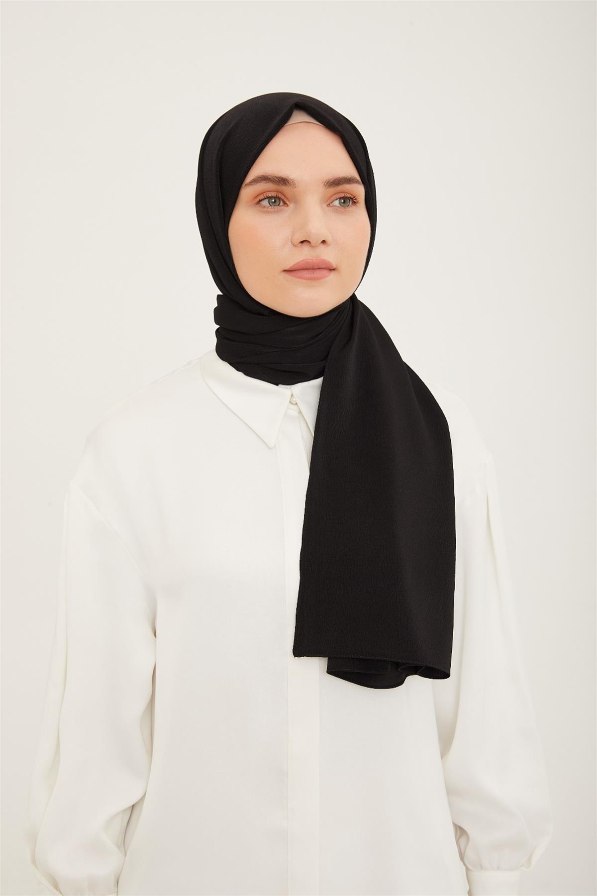 Armine Siyah Kırışmaz Şal Trend Tasarım 