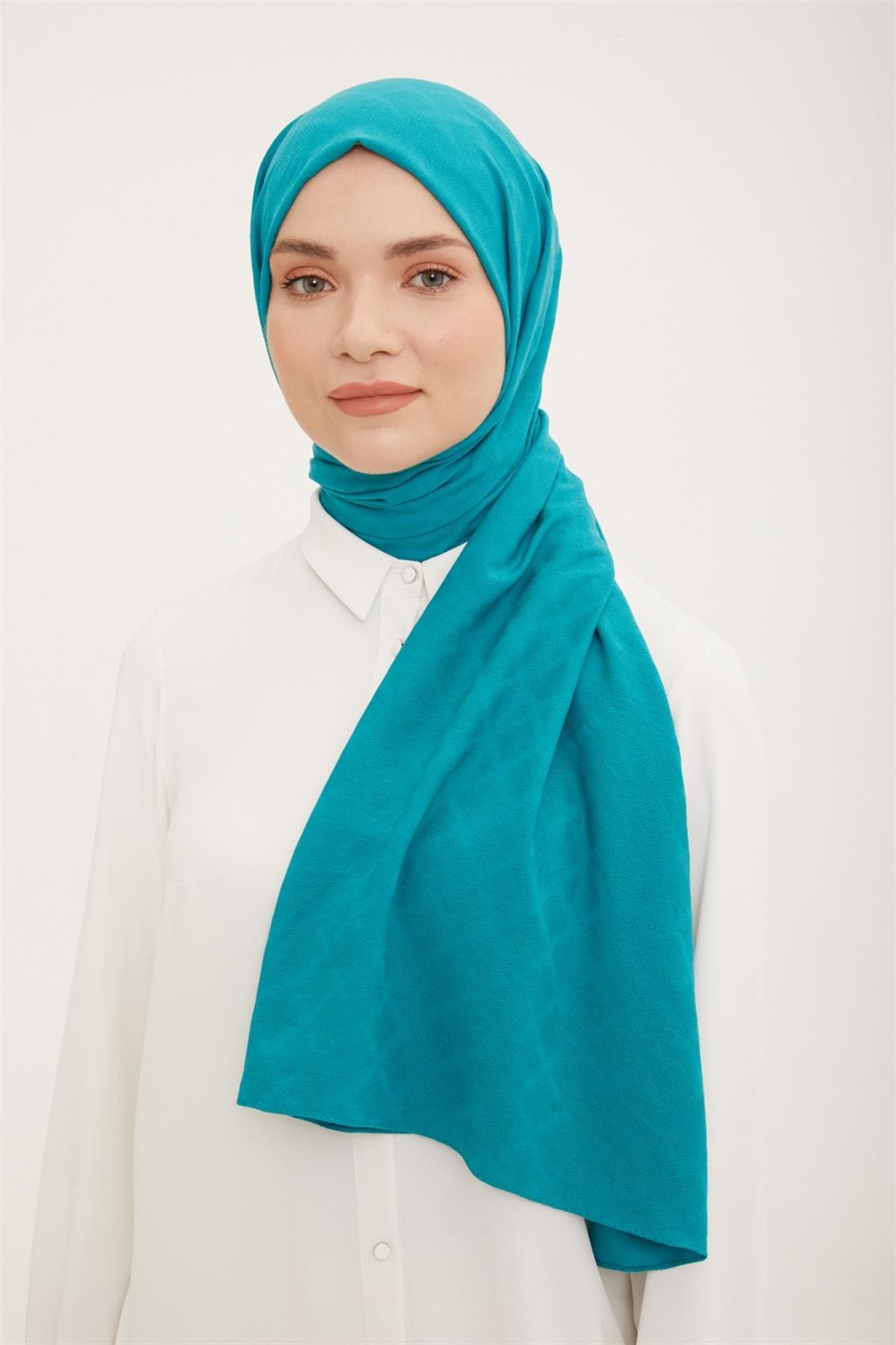 Armine Turkuaz Moda Cazz Şal Organik Pamuk Elastan Rahat Şıklık