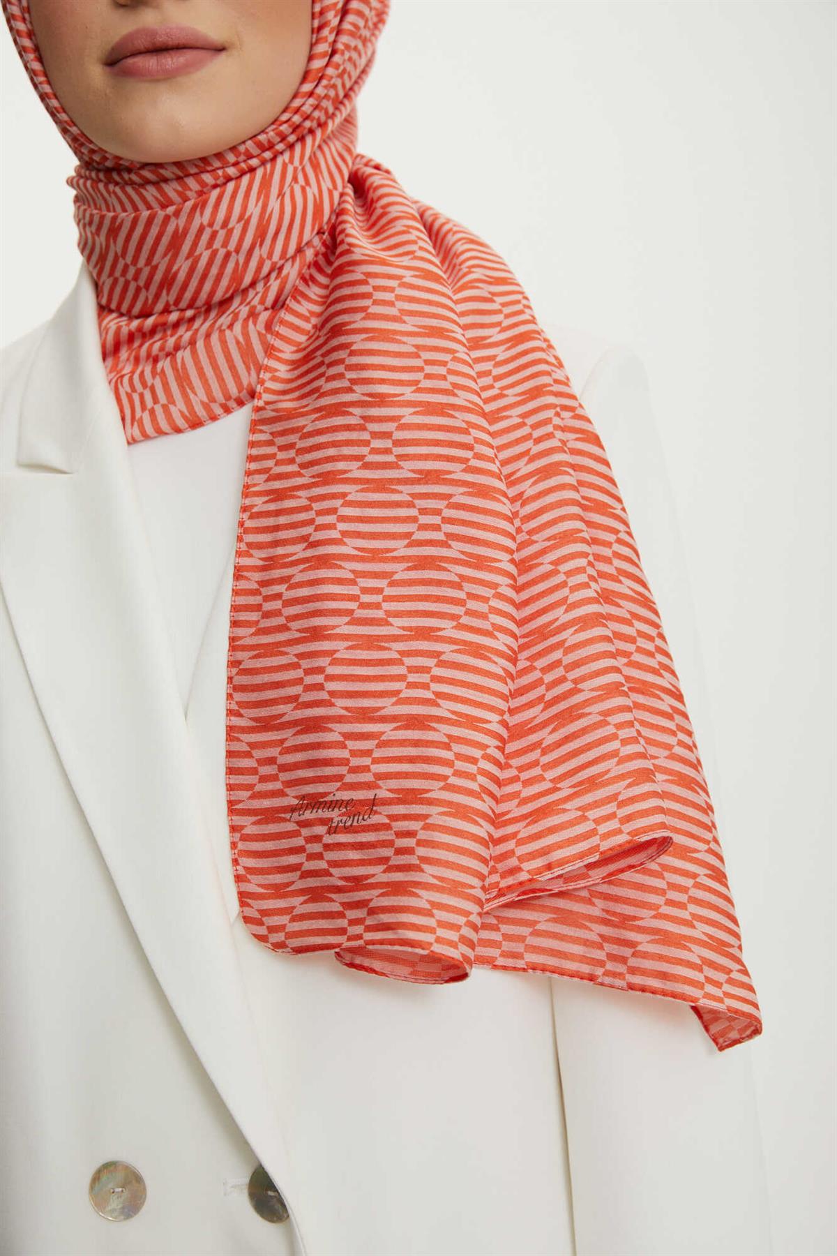 Turuncu Moda Saf Lina Şal Enerji