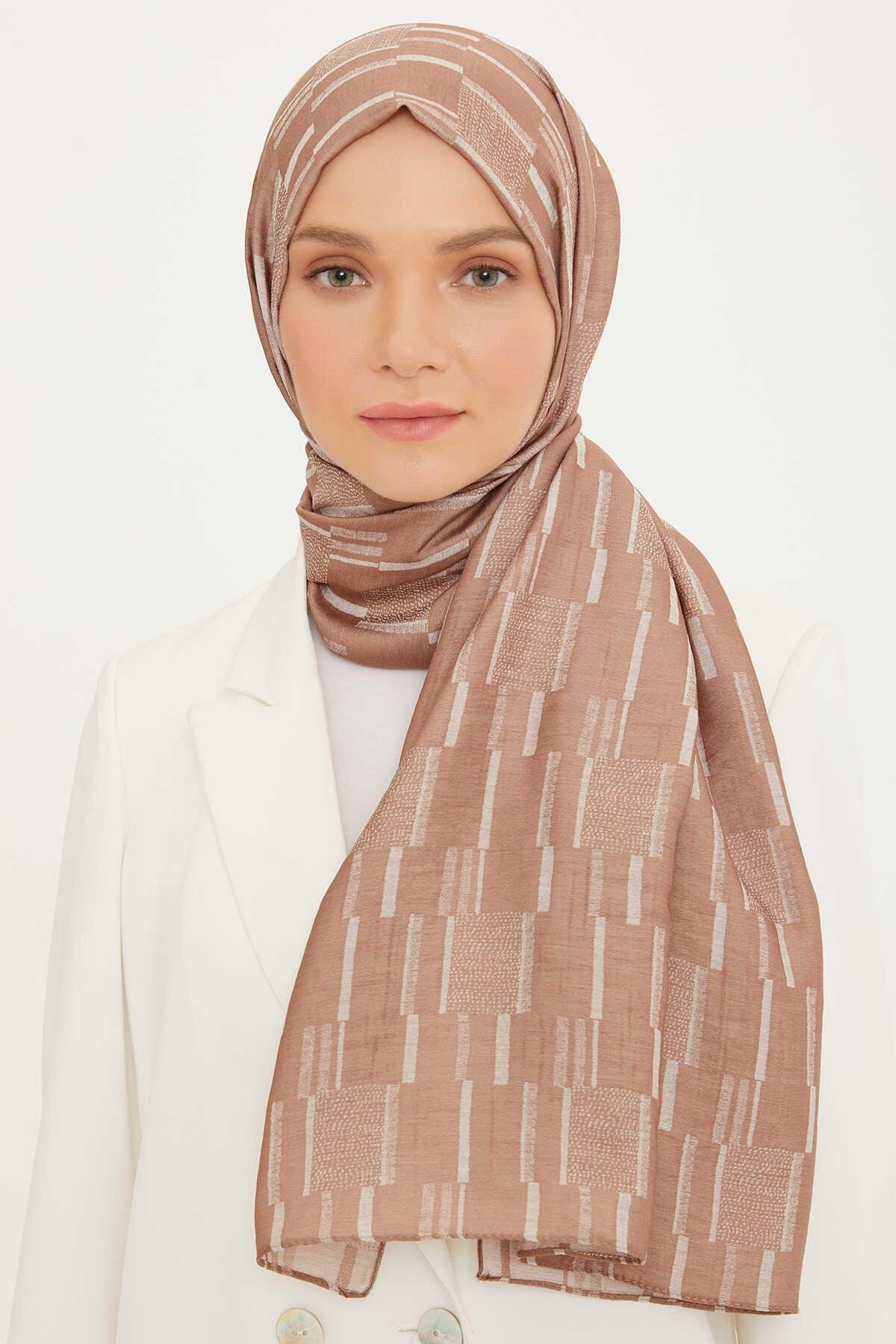 Armine Trend Vizon Pure Lina Şal Doğal Bej Elegan Tasarım