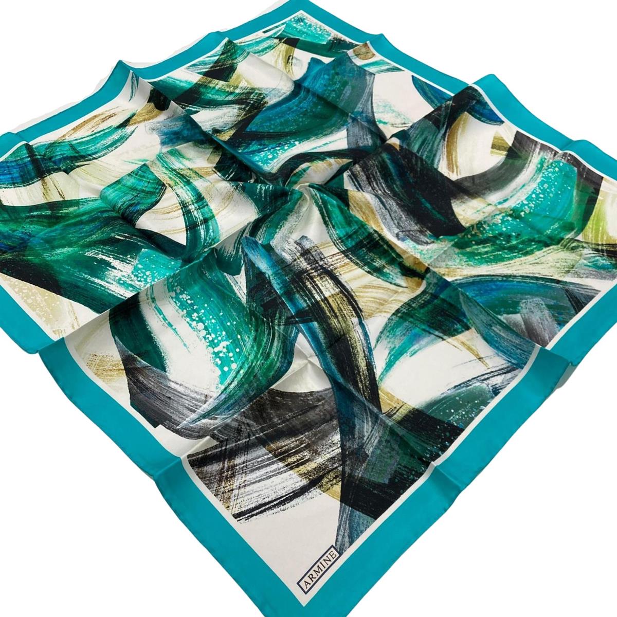 Turkuaz Batik Desen İpek Tivil Eşarp Şık ve Zarif Tasarım