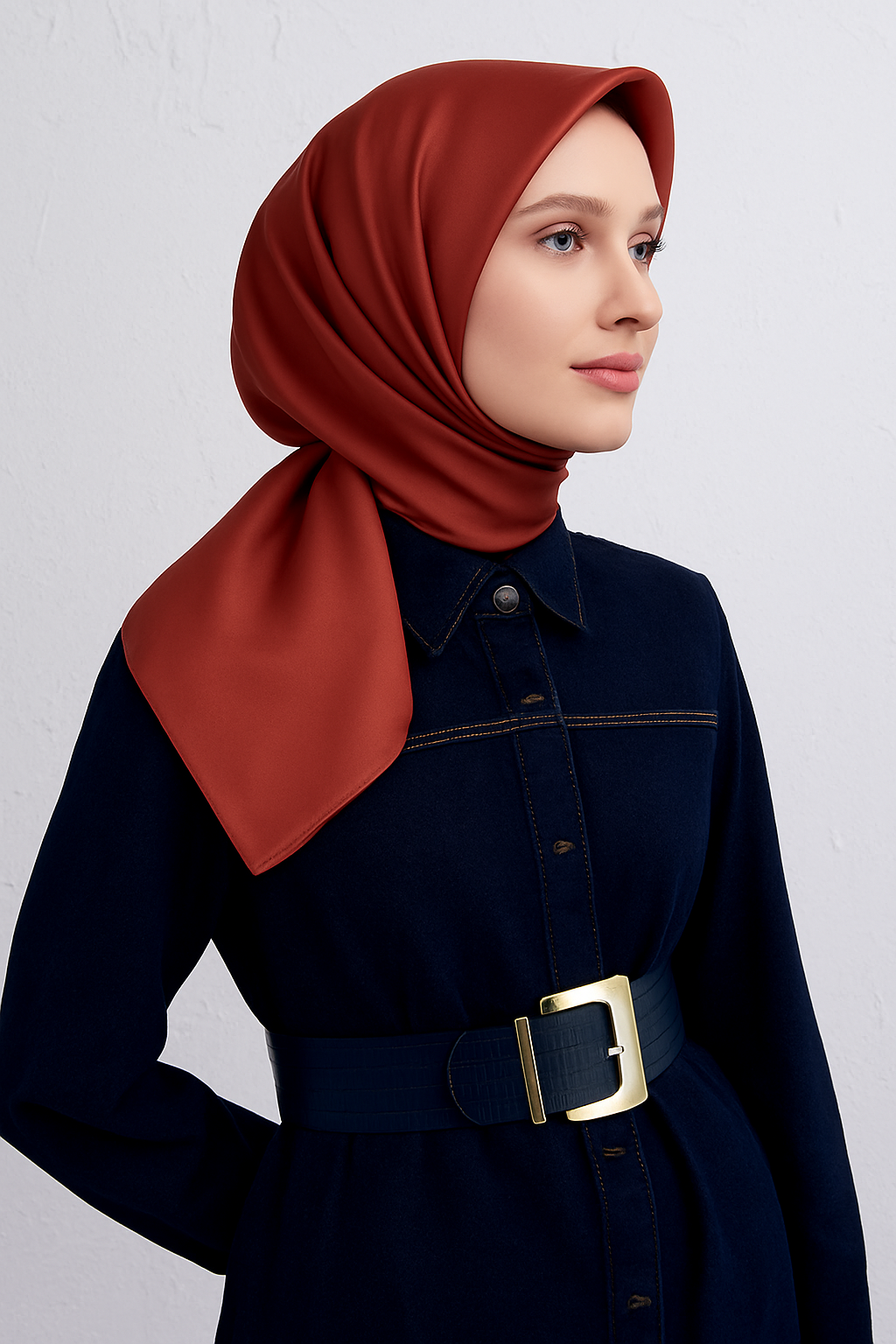 Armine Turuncu Düz Renk Sura İpek Eşarp 10D01 - 147