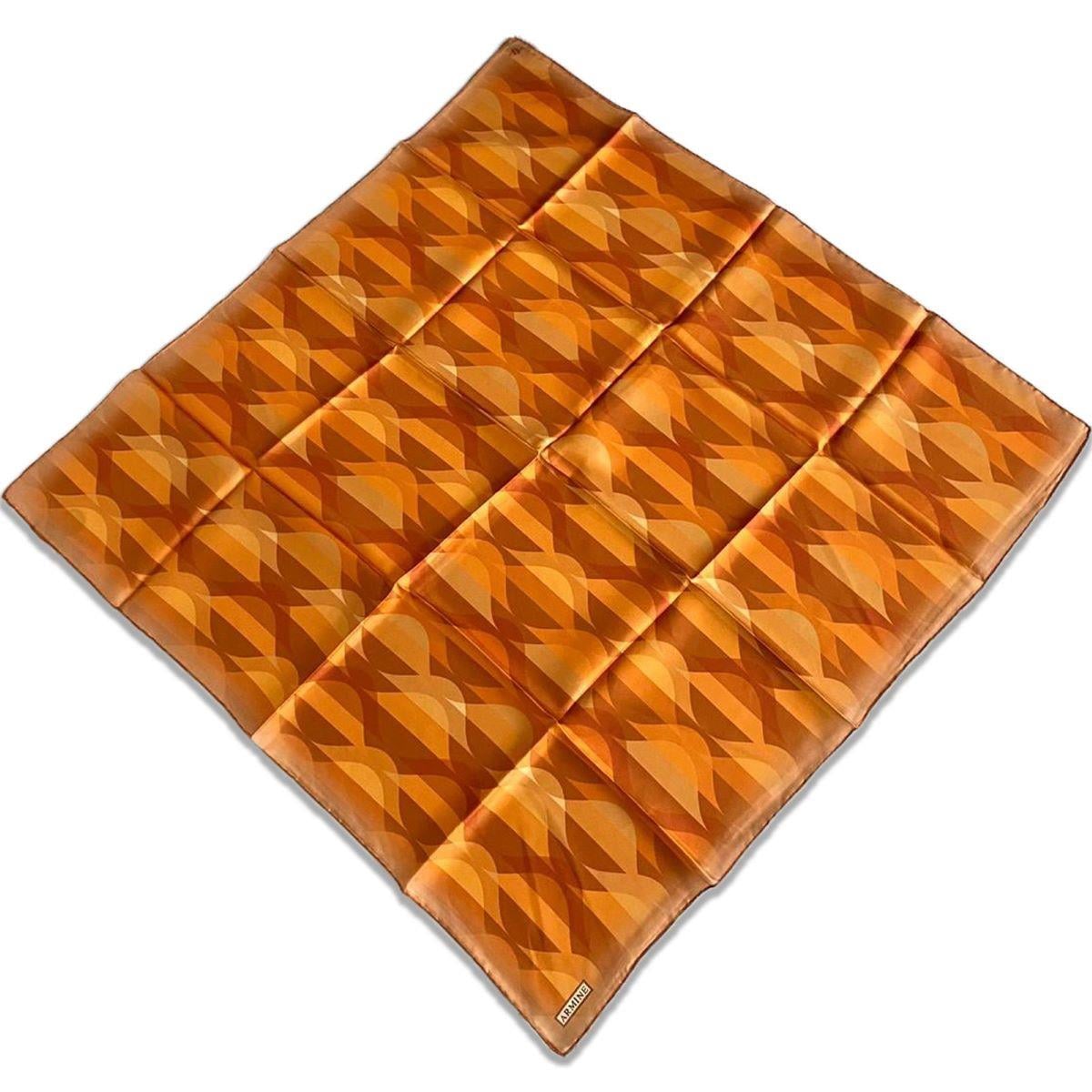 Armine Turuncu Geometrik Desen Tivil İpek Eşarp 9169-05