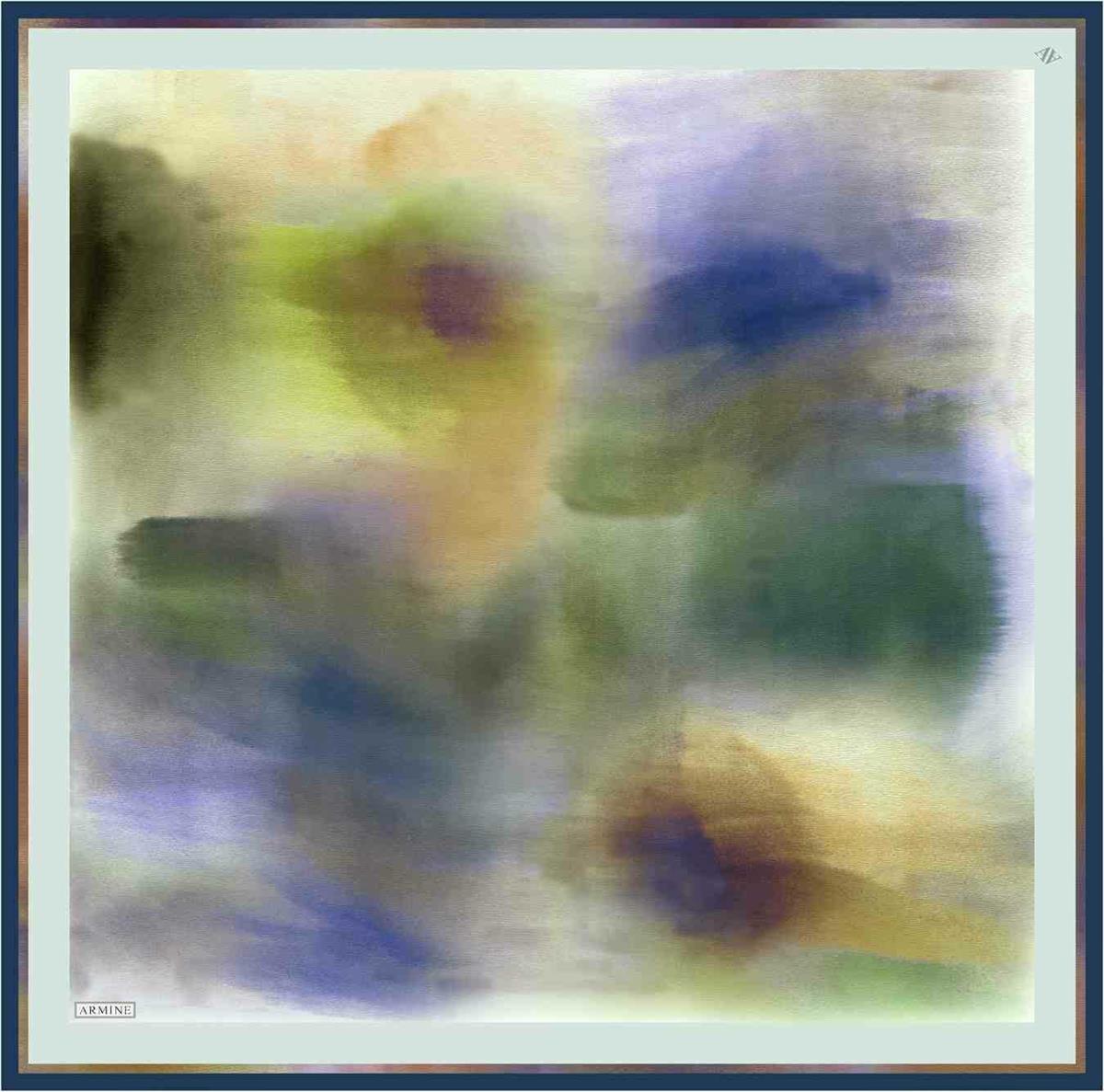 Doğal Yeşil Desenli Zarif İpek Eşarp