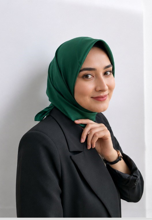 Armine Green Plain Color Satin Silk Scarf 10D01-393