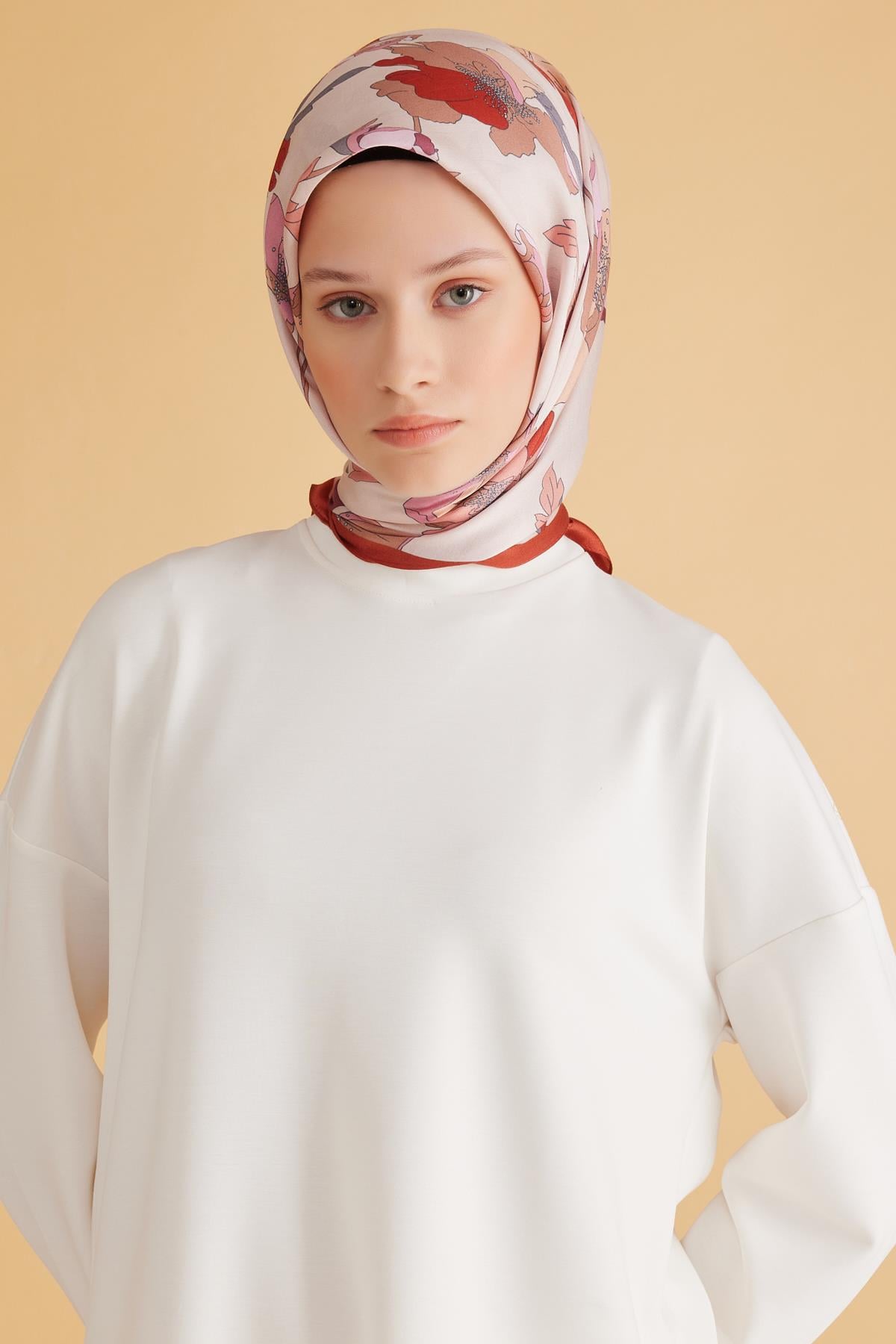 Belli Fresh Pure Eşarp 2-08 Krem Karışık Desen 49988
