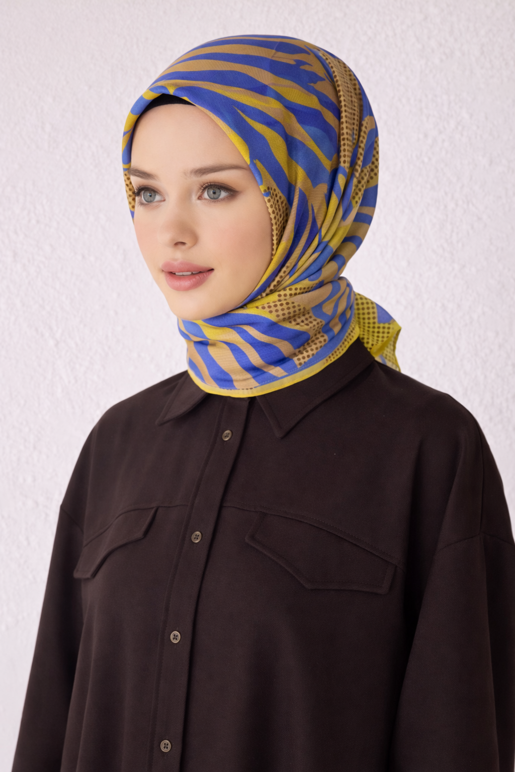 Belli Tivil Saf İpek Eşarp 4047 - 53 Lila Soyut Desen 