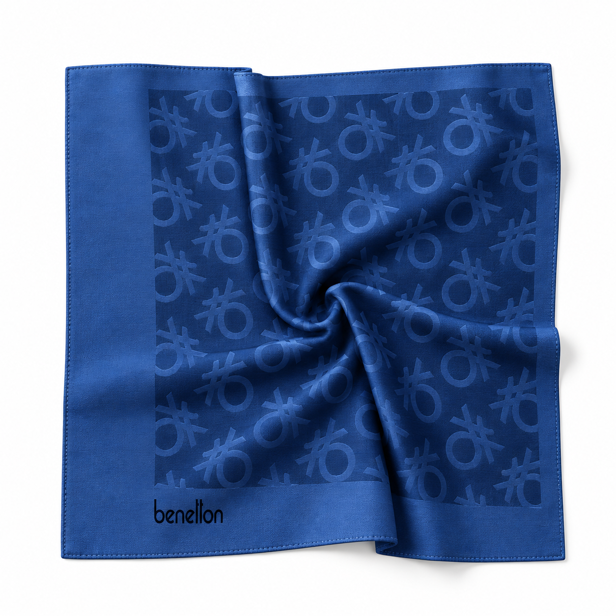 Benetton Elegante Eşarp 1024 2286 İndigo Monogram Desen