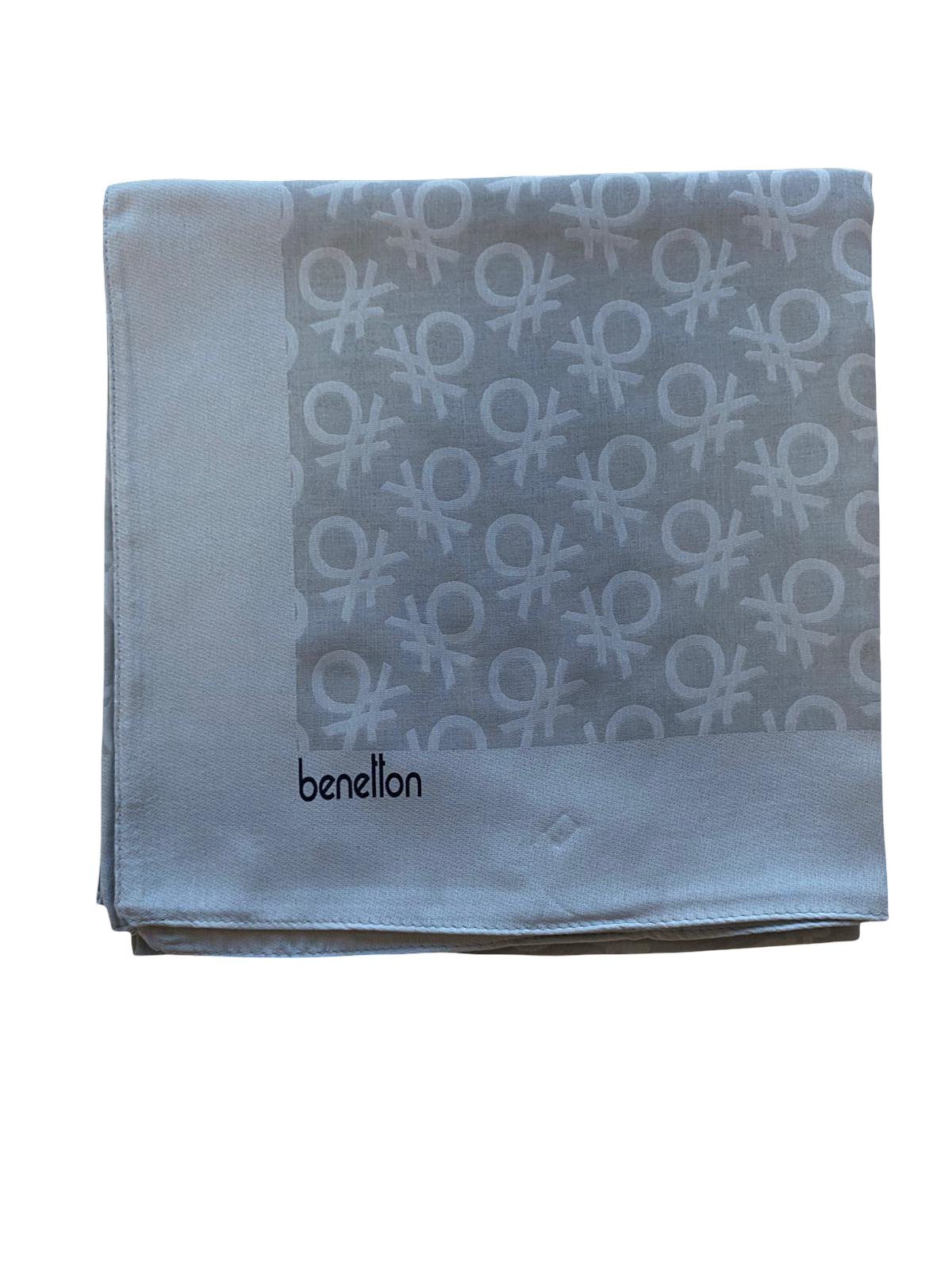Benetton Elegante Eşarp 1024 23017 Gri Monogram Desen