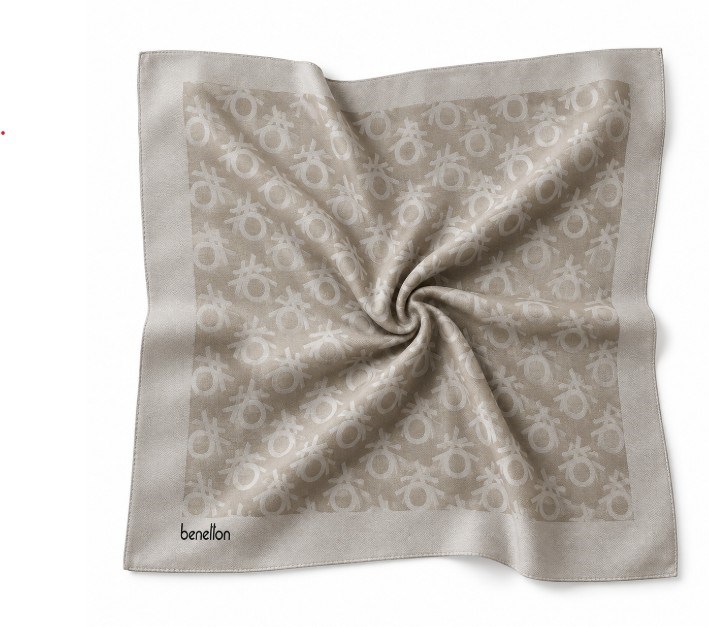 Benetton Elegante Eşarp 1024 2816 Bej Monogram Desen