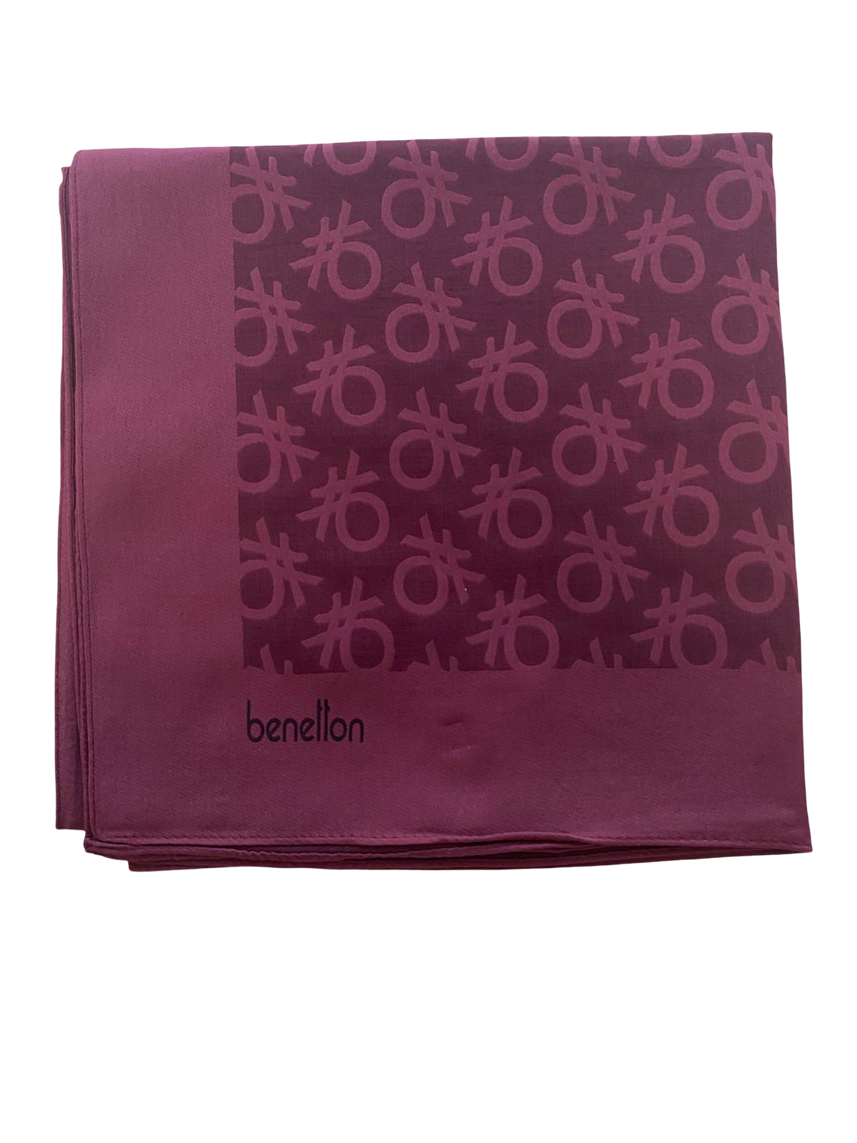 Benetton Elegante Eşarp 1024 3439 Bordo Monogram Desen