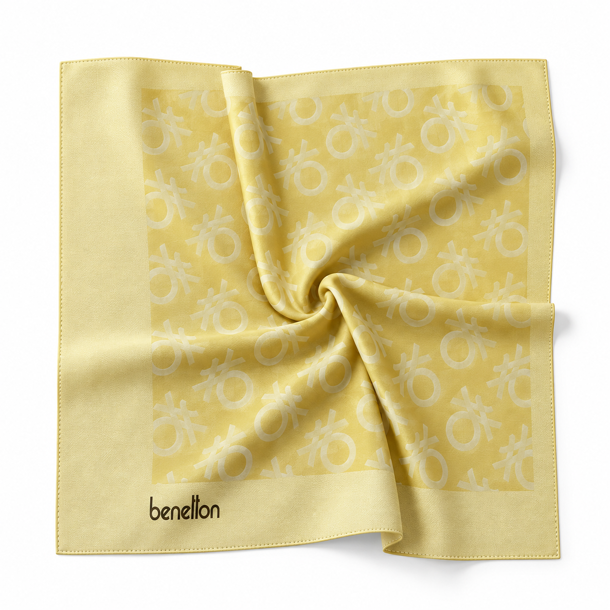 Benetton Elegante Eşarp 1024 4267 Sarı Monogram Desen