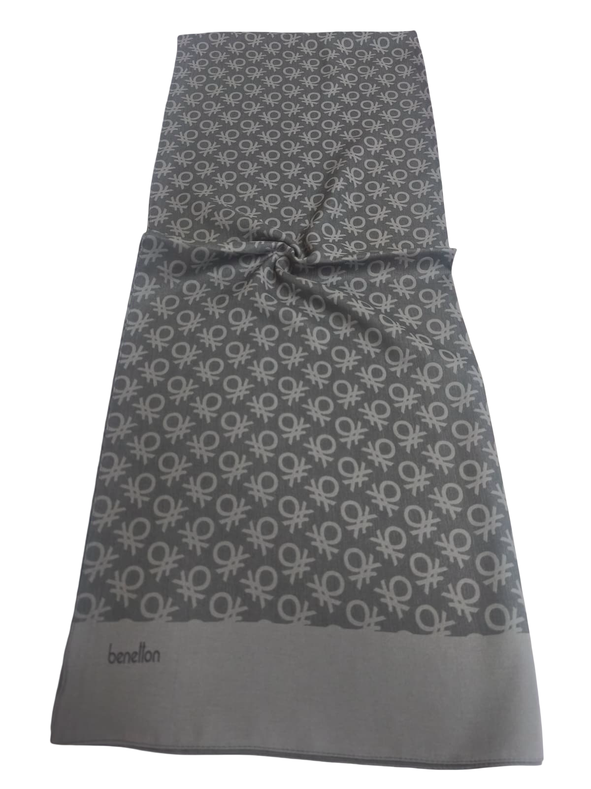 Benetton Elegante Şal 1023 3037 Antrasit Monogram Desen