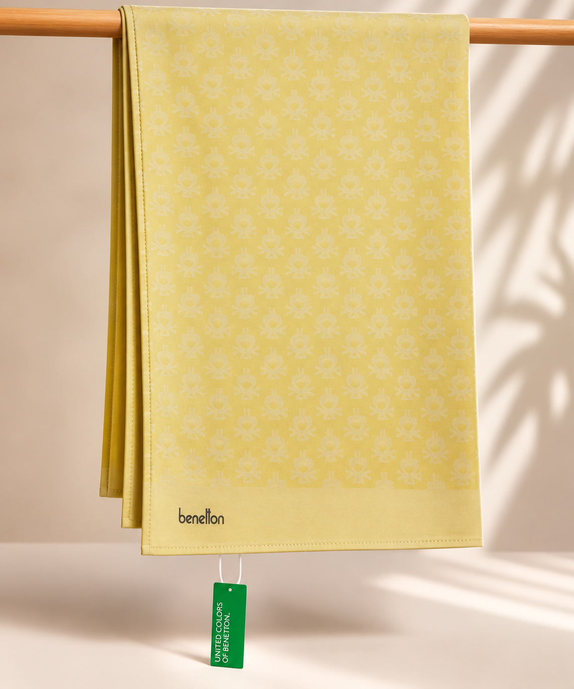 Benetton Elegante Şal 1023 4267 Sarı Monogram Desen