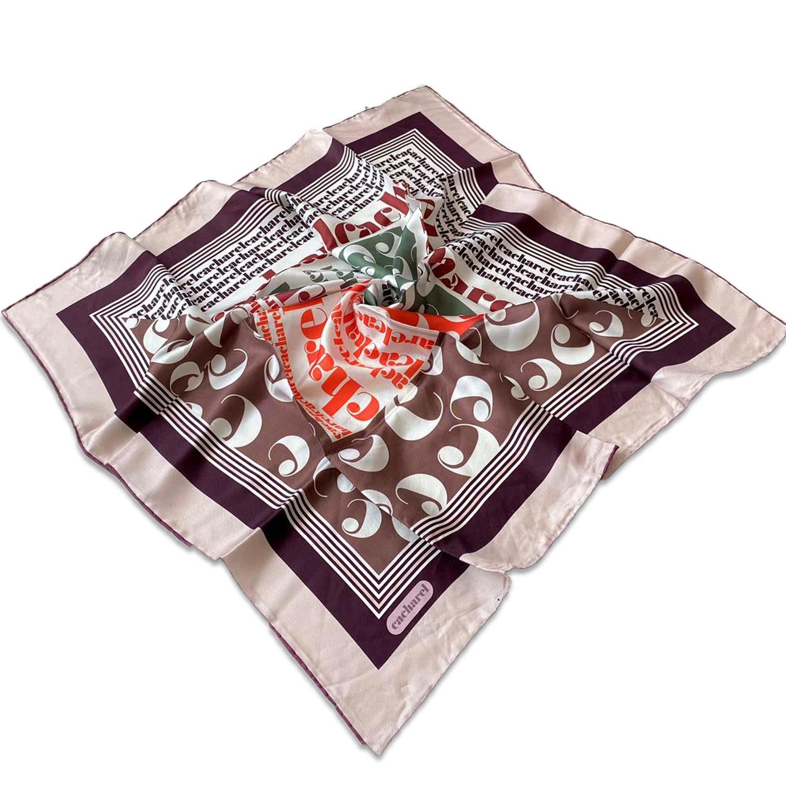 Cacharel Vintage Mürdüm Desenli Lüks İpek Eşarp