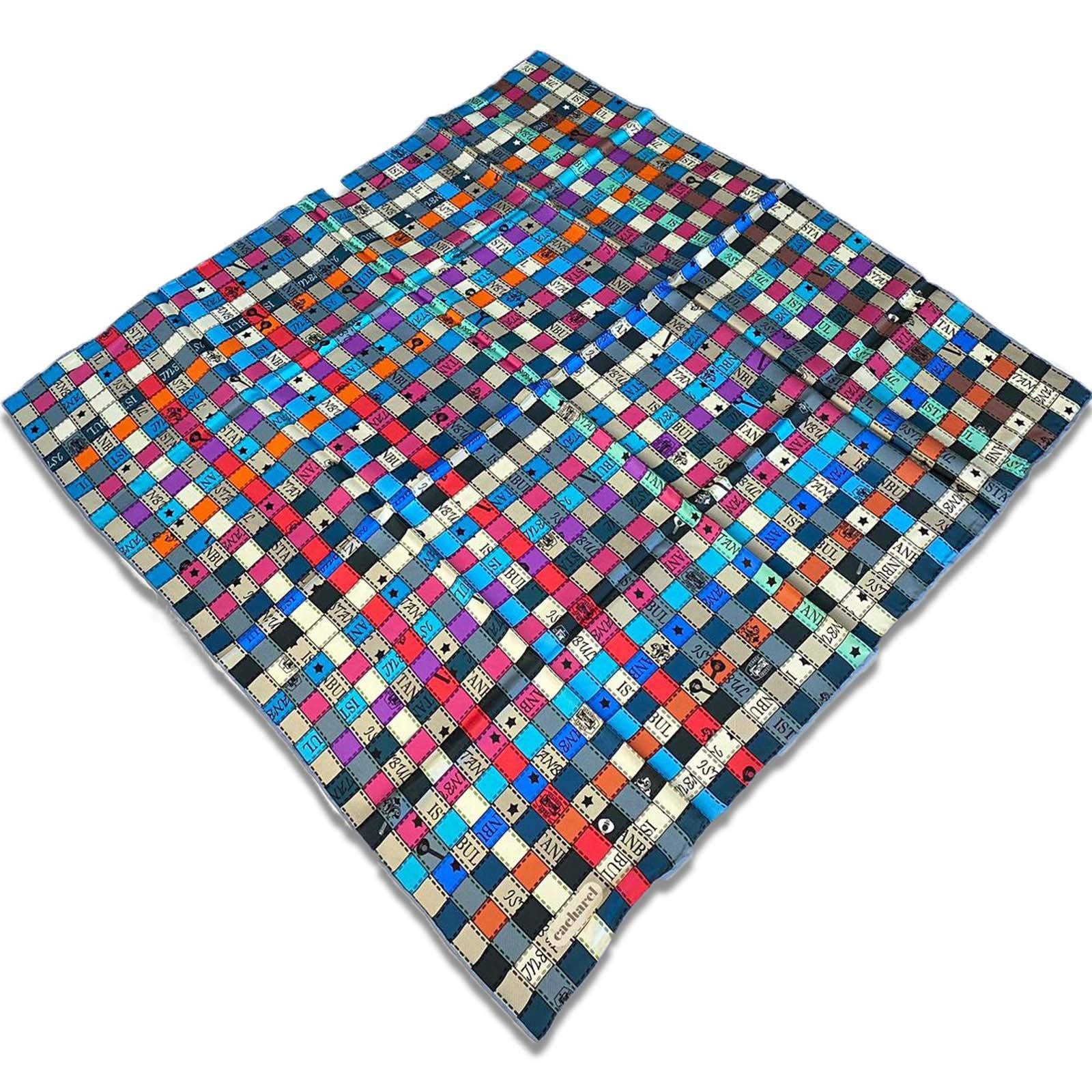Cacharel Plaid Pattern Twill Silk Scarf 8376313-923