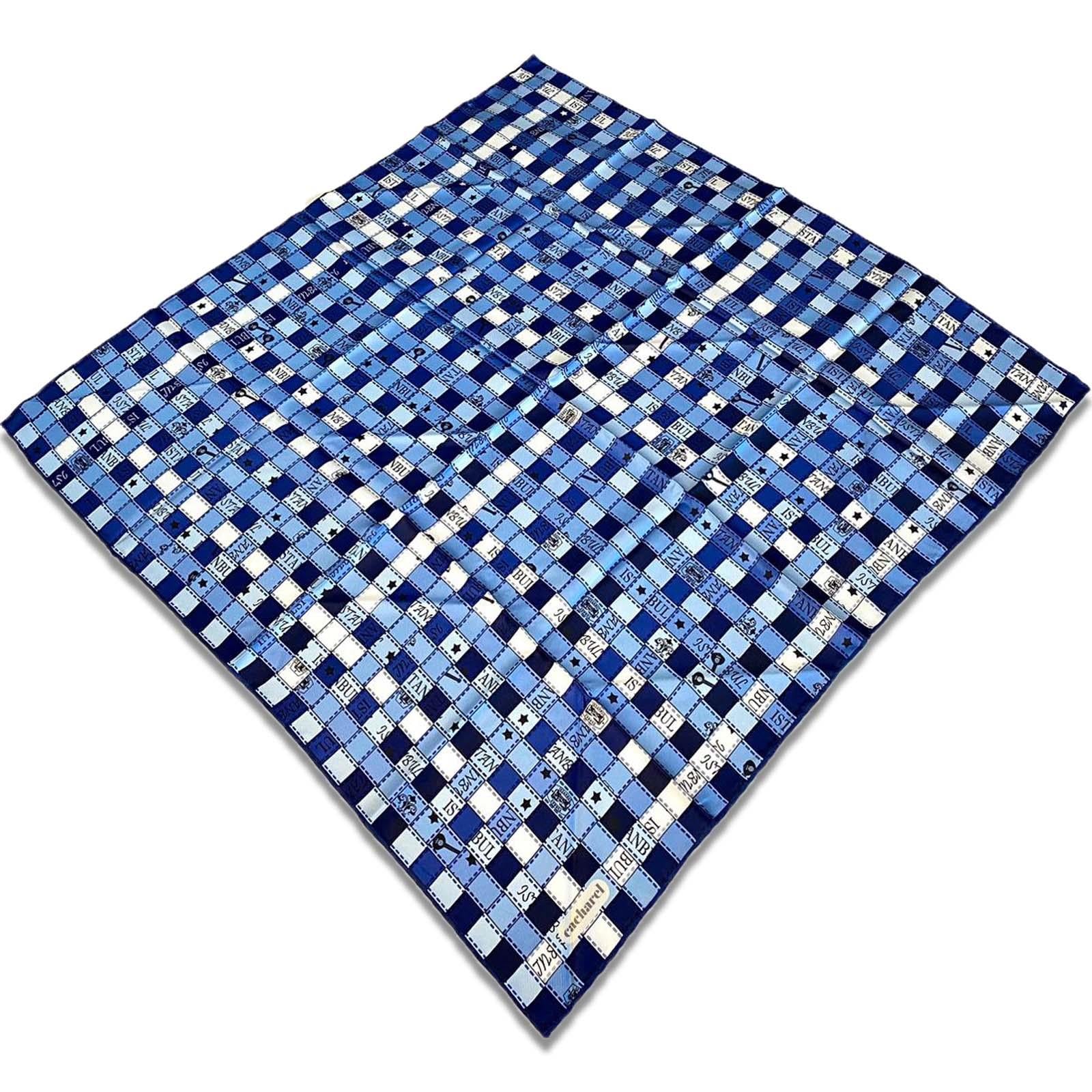 Cacharel Plaid Pattern Twill Silk Scarf 8376313-922