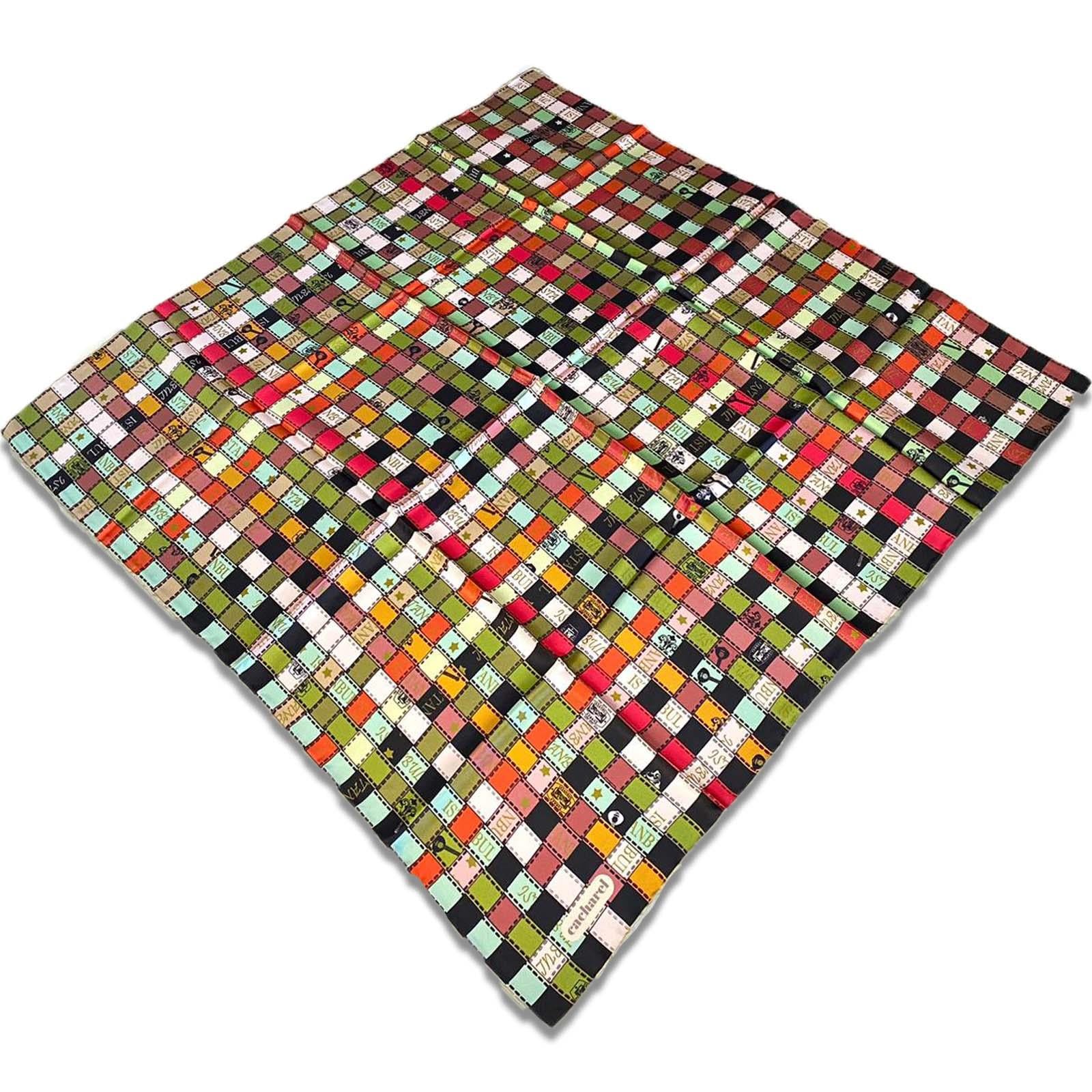 Cacharel Plaid Pattern Twill Silk Scarf 8376313-951