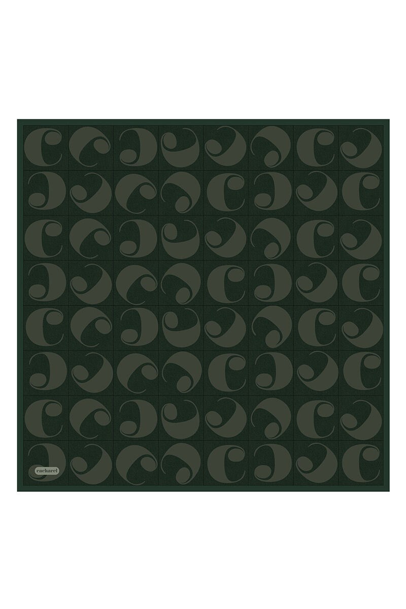 Cacharel Tivil Saf İpek Eşarp 9230313 951 Yeşil Logo Desen