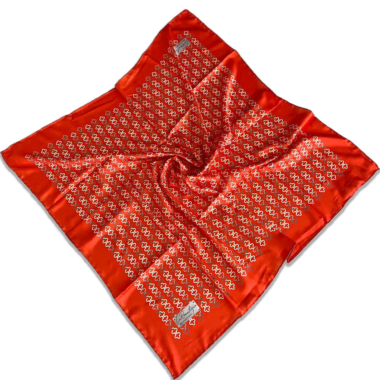 Az Hatalı Polyester La Boutique Turuncu Zincir Desen Eşarp 1866 - 06  34573