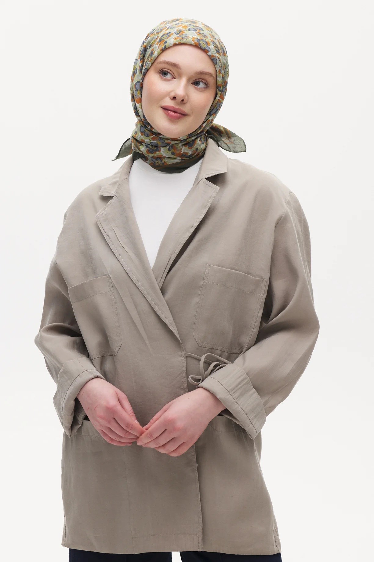 Emproyal Baskılı Lidia Eşarp Yeşil Çiçek Desen