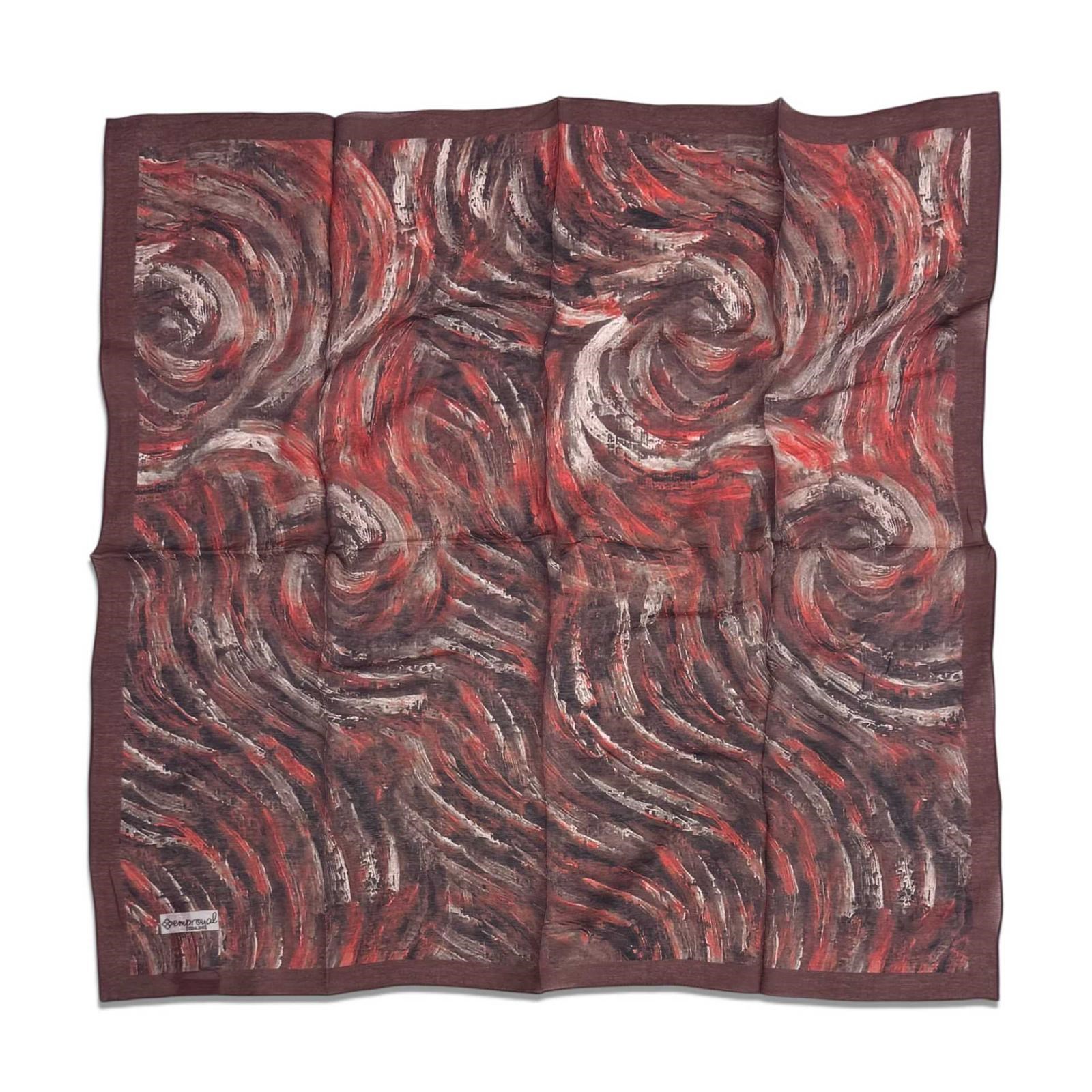 Emproyal Baskılı Tenline Eşarp Bordo Kırmızı Soyut Desen