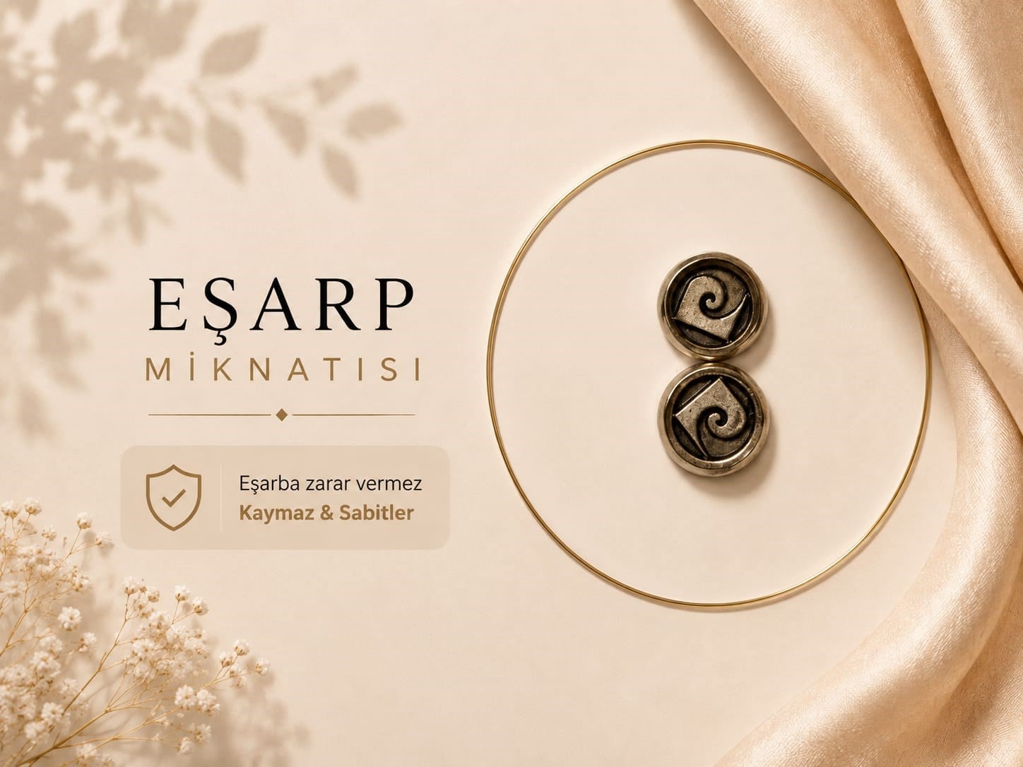Eşarp Mıknatısı Gümüş Monogram Desen