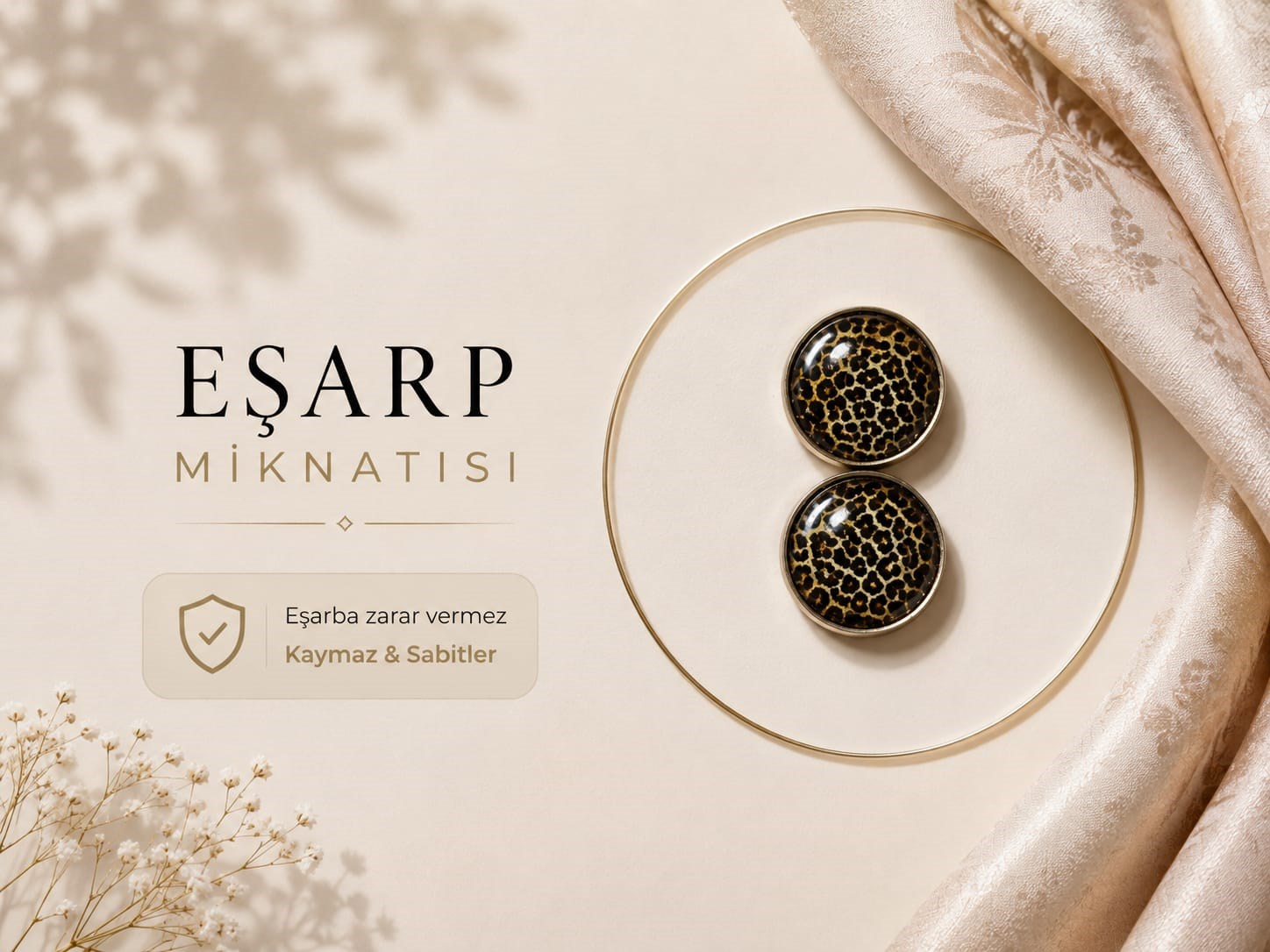Eşarp Mıknatısı Siyah-Kahve Leopar Desen