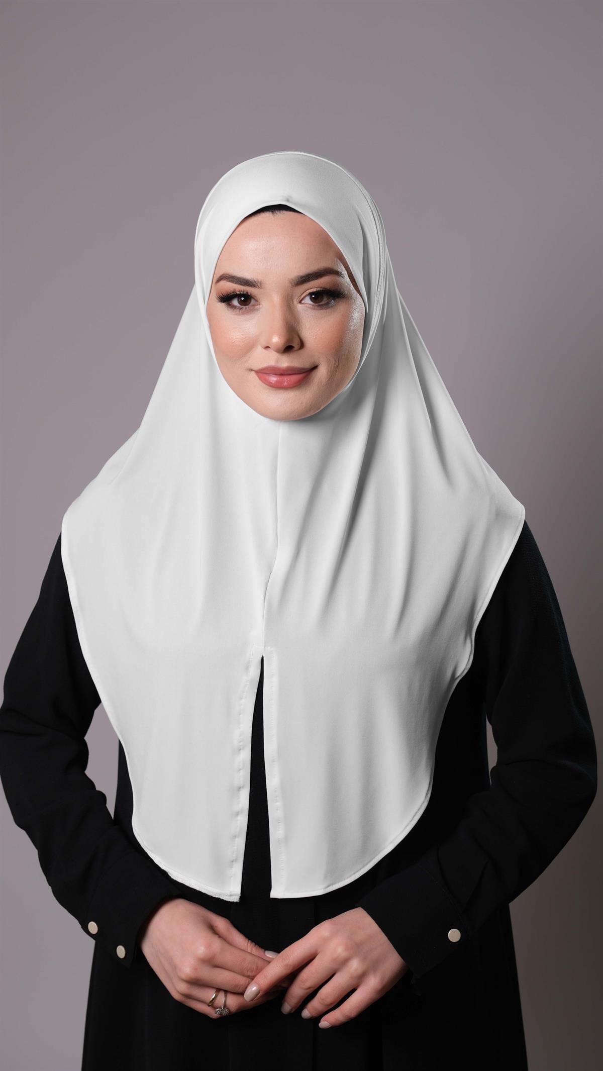 Krem Pratik Hazır Geçmeli Tesettür Eşarp Sandy Kumaş Düz Hijab 2308_40
