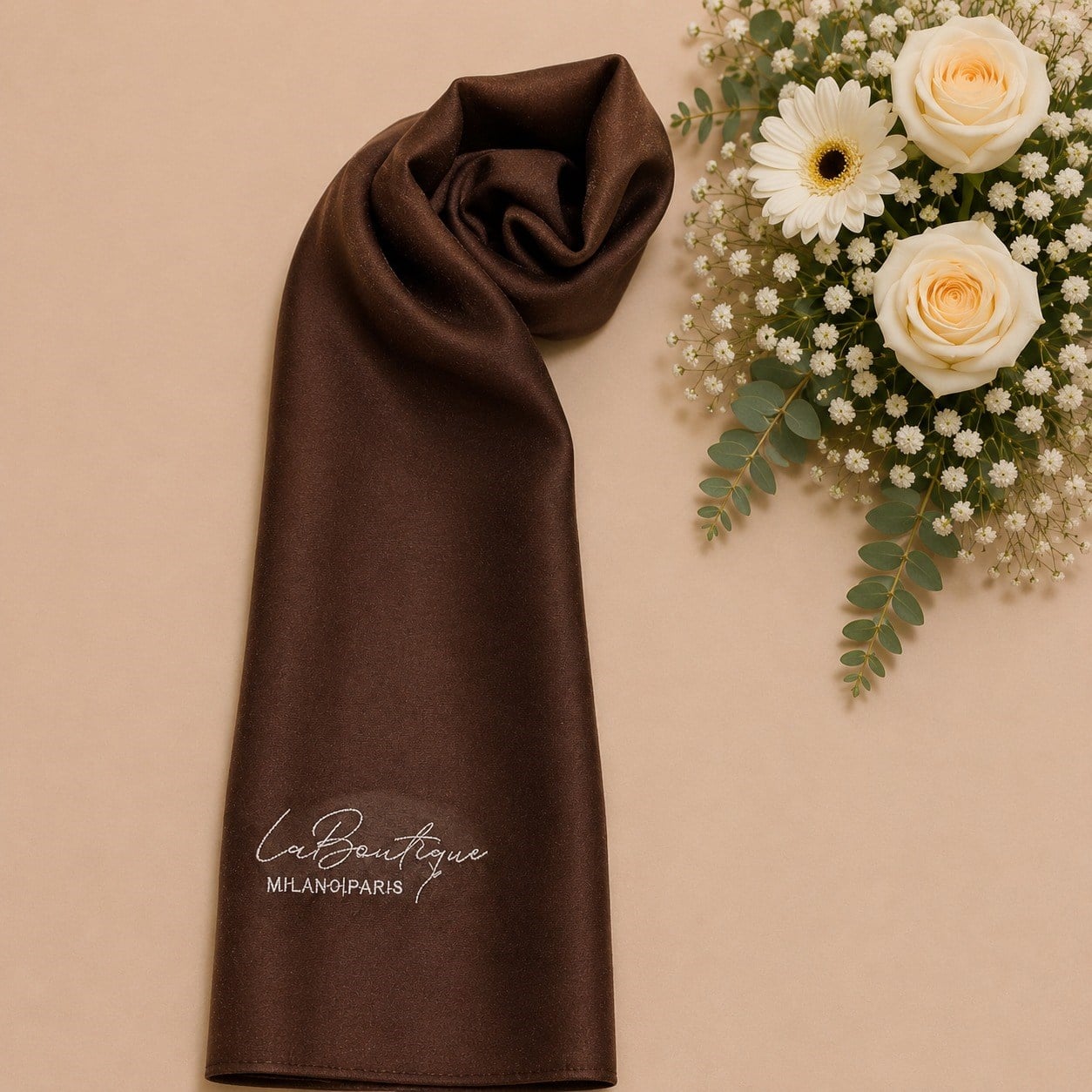 La Boutique Abiye Acı Kahve Düz Renk Şal IST 1-26782