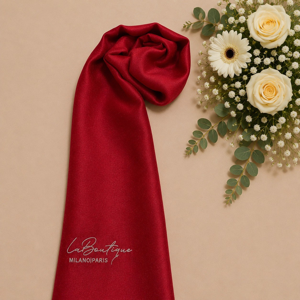La Boutique Abiye Kırmızı Düz Renk Şal IST  1 - 26747