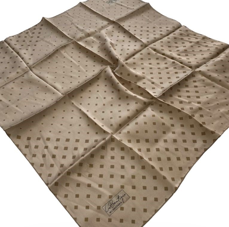 La Boutique Az Hatalı Sura Saf İpek Eşarp 54741 Açık Vizon Geometrik Desen 