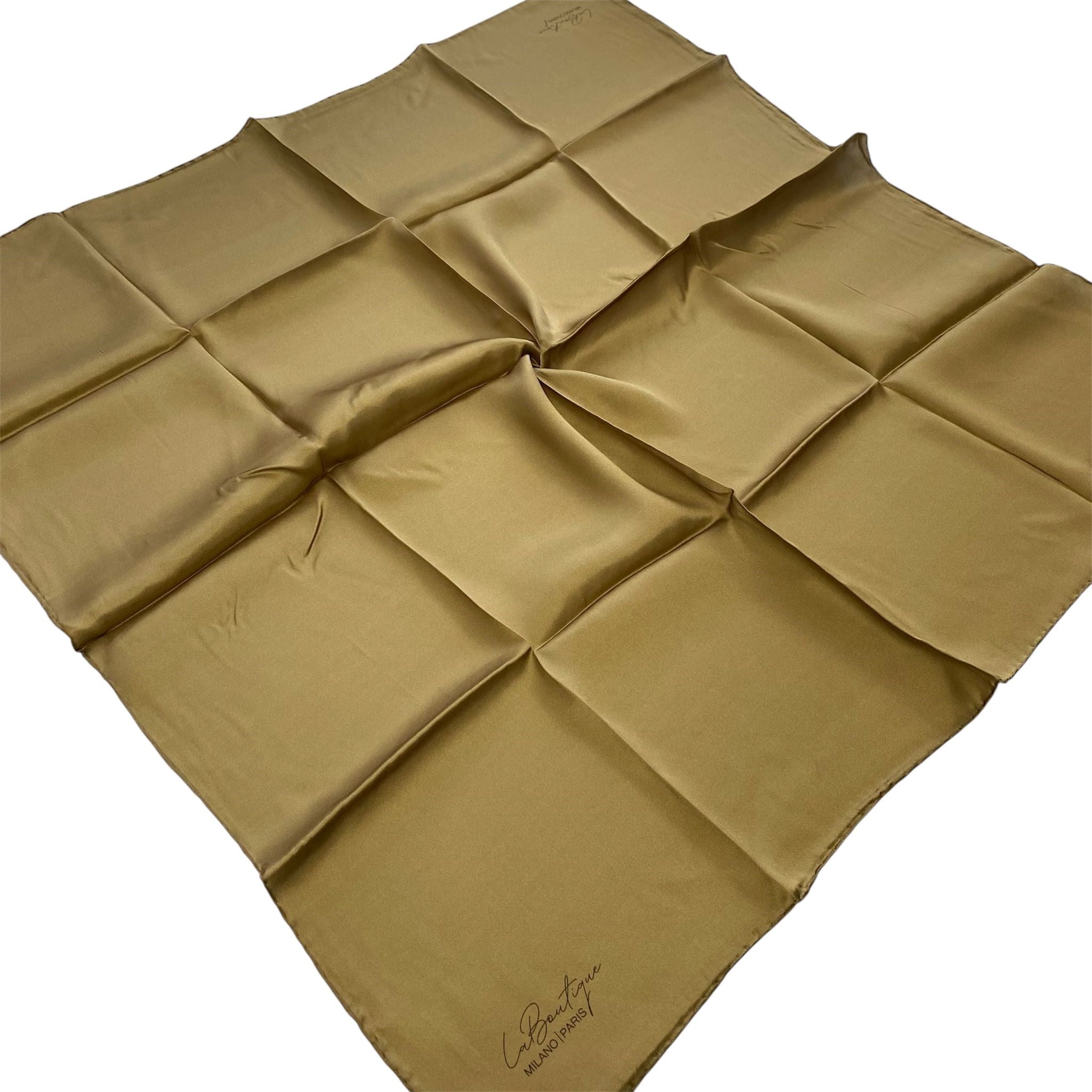 La Boutique Az Hatalı Tivil Saf İpek Eşarp 54349 Yağ Yeşili Düz Desen