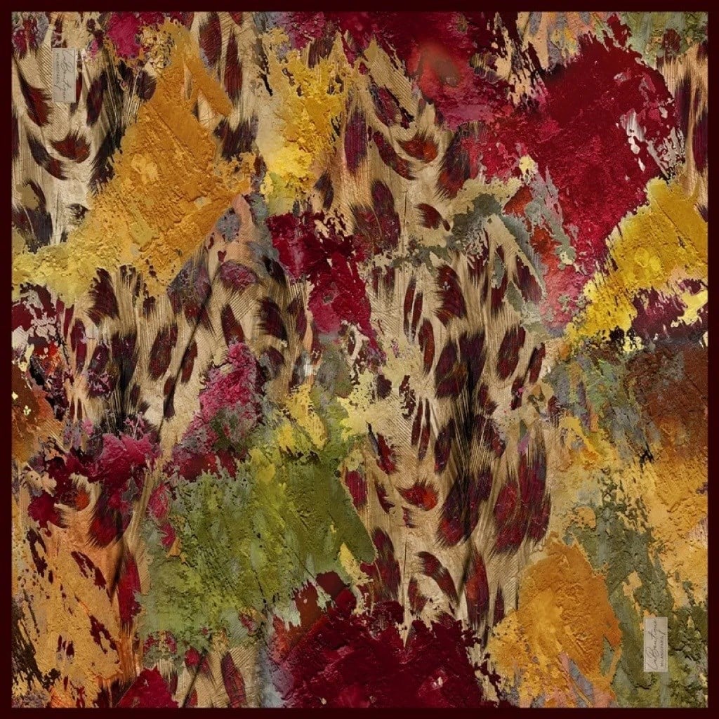 La Boutique Sura İpek Eşarp Bordo Batik Desen 2560 - 04