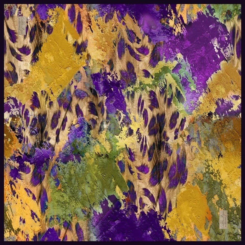 La Boutique Sura İpek Eşarp Mor Batik Desen 2560 - 03